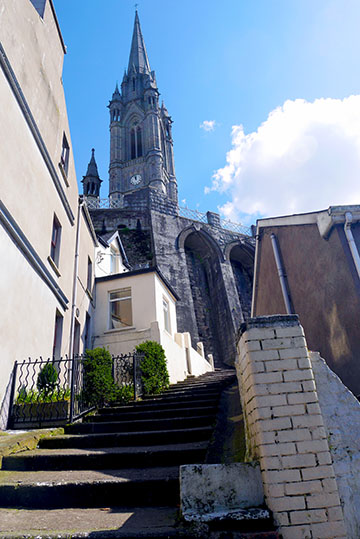 Gazing up at the church