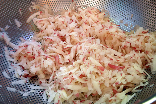 Shredded soaked potatoes