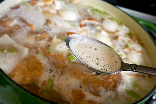 Skimming chicken stock